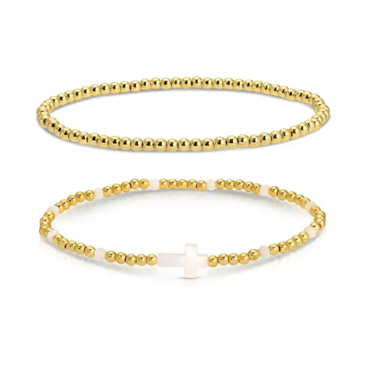 Cross Beaded Bracelet Set