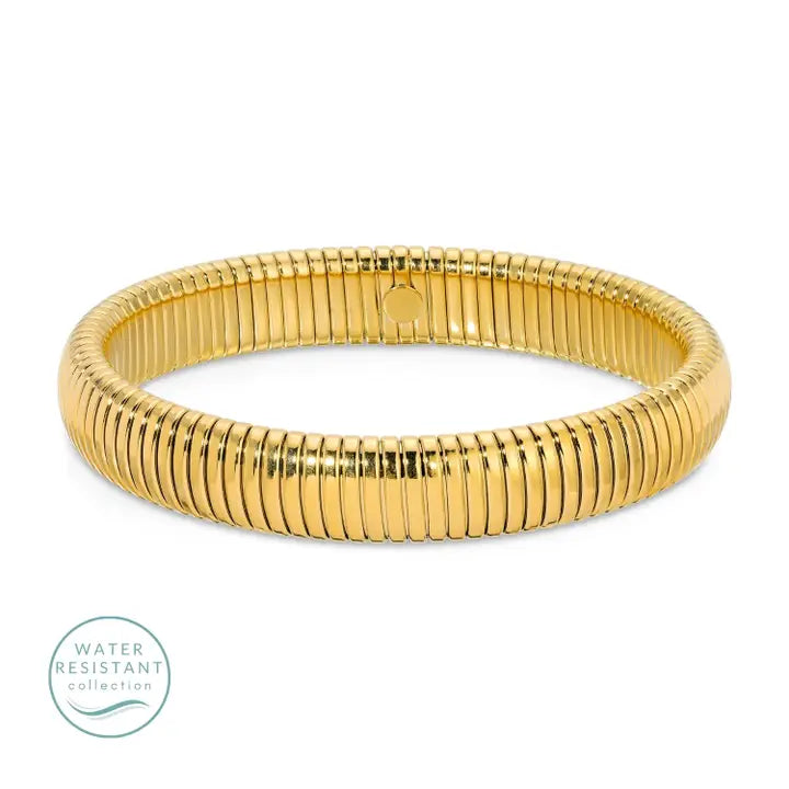 Gold Waterproof Flex Bangle | Wide