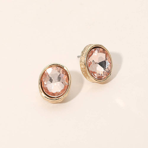 Cushion Cut Oval Stone Stud Earrings