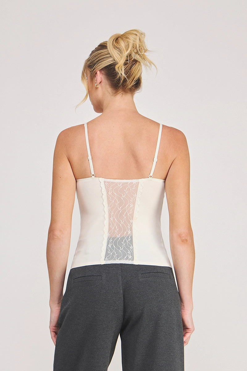 Cami w/ Floral Lace Back Panel