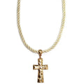 Ivory Cord Necklace w/ Gold Cross