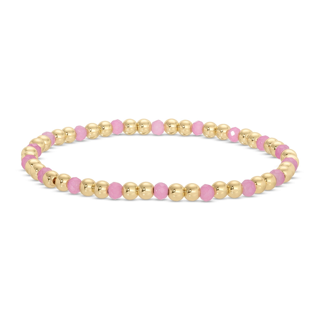 Gold Beaded Bracelet w/ Colorful Crystals