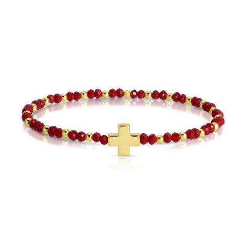 4mm Crystal Stretch Bracelets w/ Cross