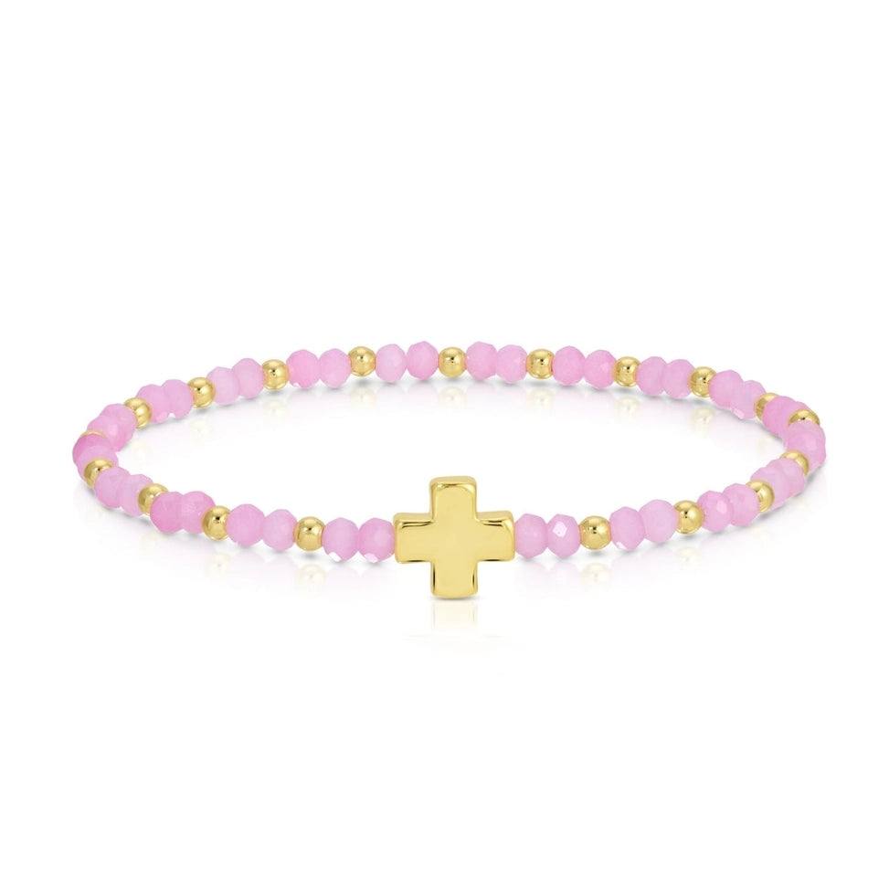 4mm Crystal Stretch Bracelets w/ Cross