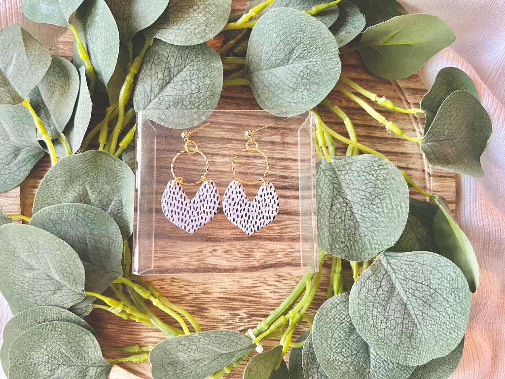 Black/White Spotted Clay Earrings