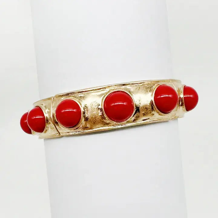 Gold Red Studded Bracelet