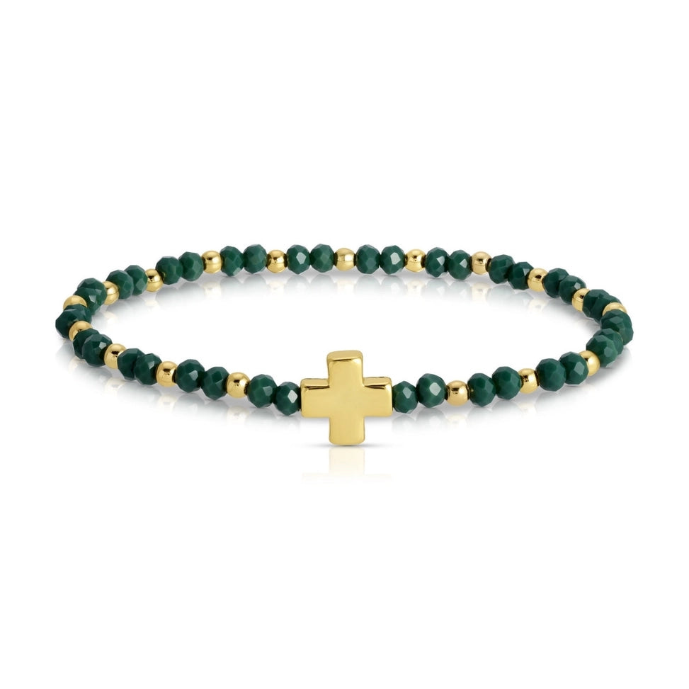 4mm Crystal Stretch Bracelets w/ Cross