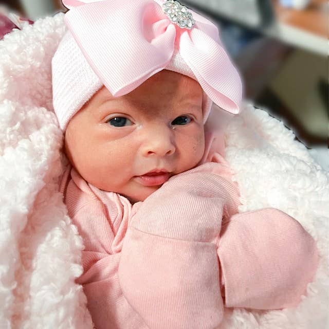 Infant Bow Hat w/ Rhinestone Center