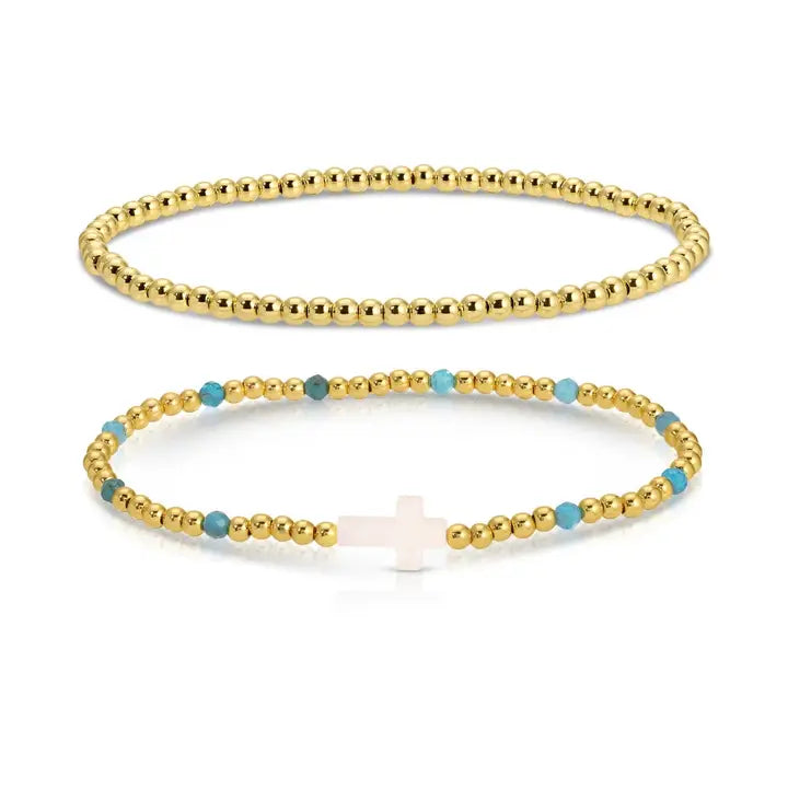 Cross Beaded Bracelet Set