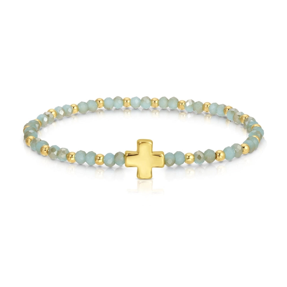4mm Crystal Stretch Bracelets w/ Cross