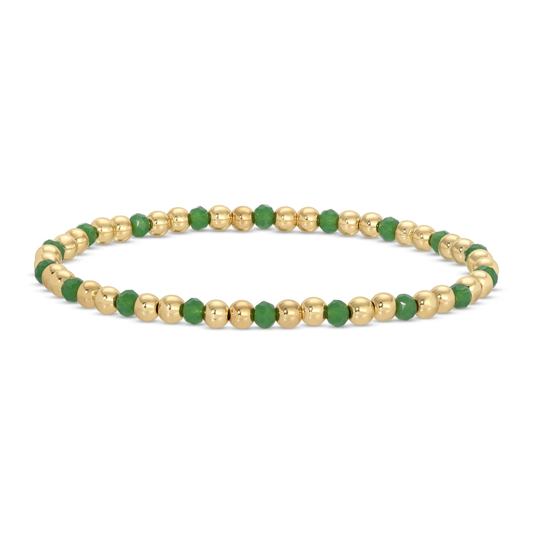 Gold Beaded Bracelet w/ Colorful Crystals