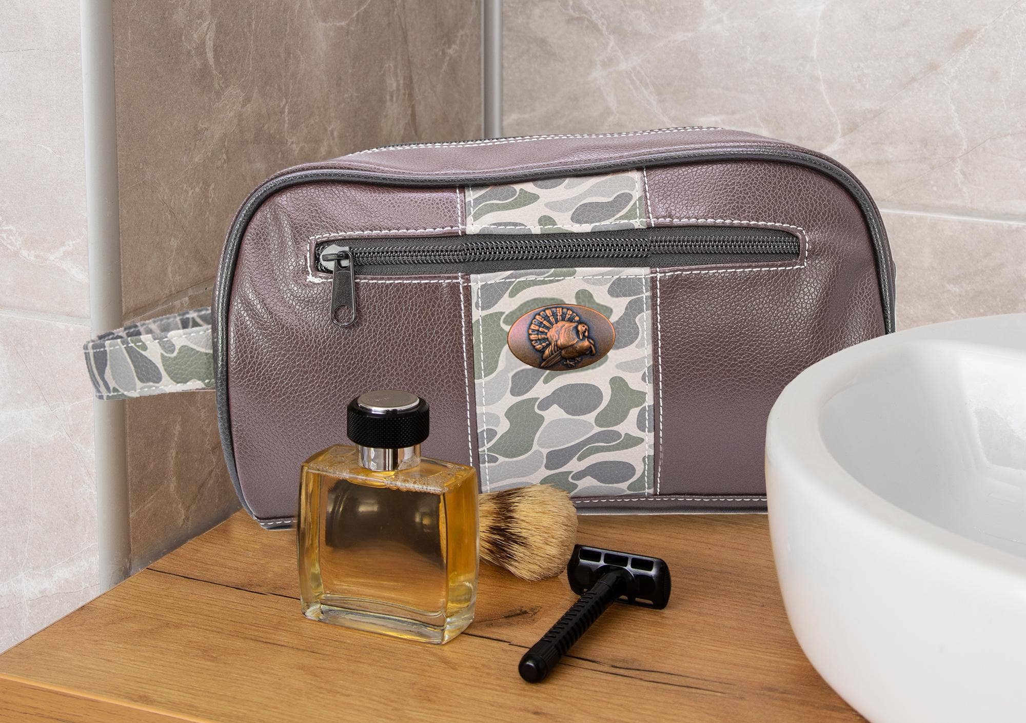 Turkey Brown Pebble Toiletry Dopp Bag