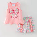 Pink Floral Bow Applique Set