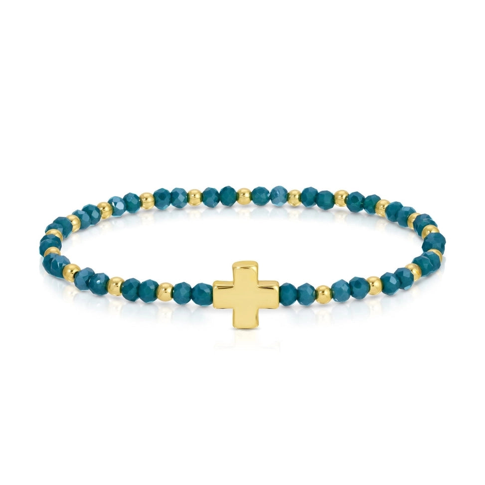 4mm Crystal Stretch Bracelets w/ Cross