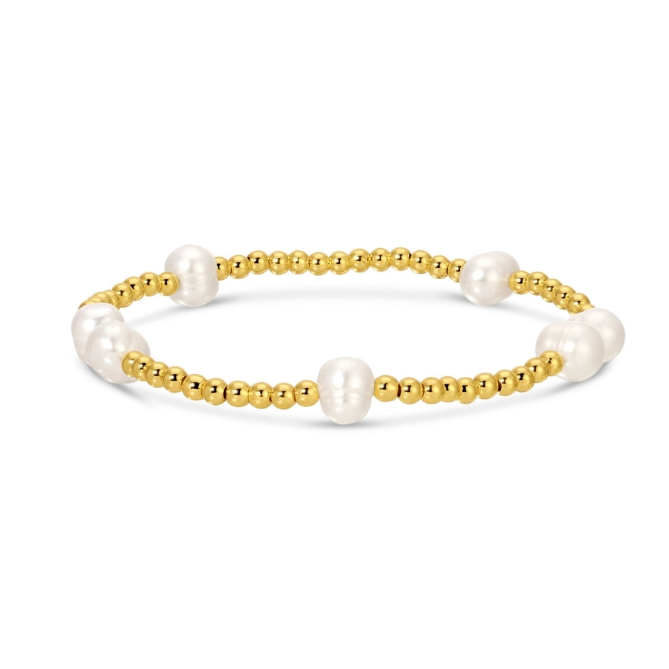 3mm Gold Beaded/Pearl Bracelet