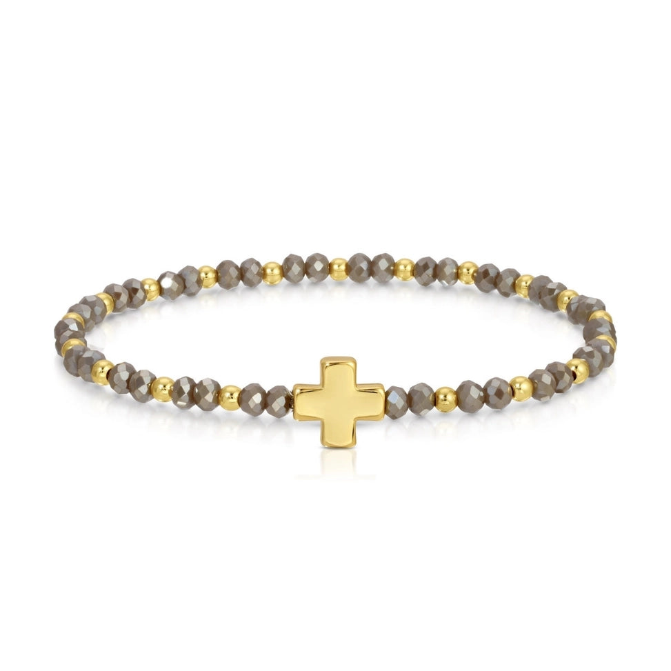 4mm Crystal Stretch Bracelets w/ Cross