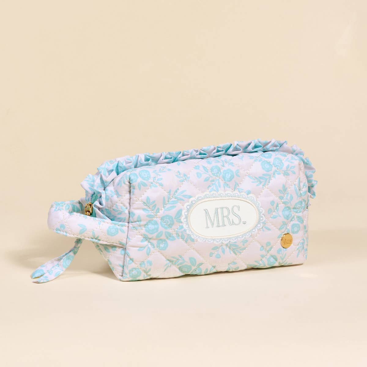 MRS. Blue Quilted Cosmetic Pouch