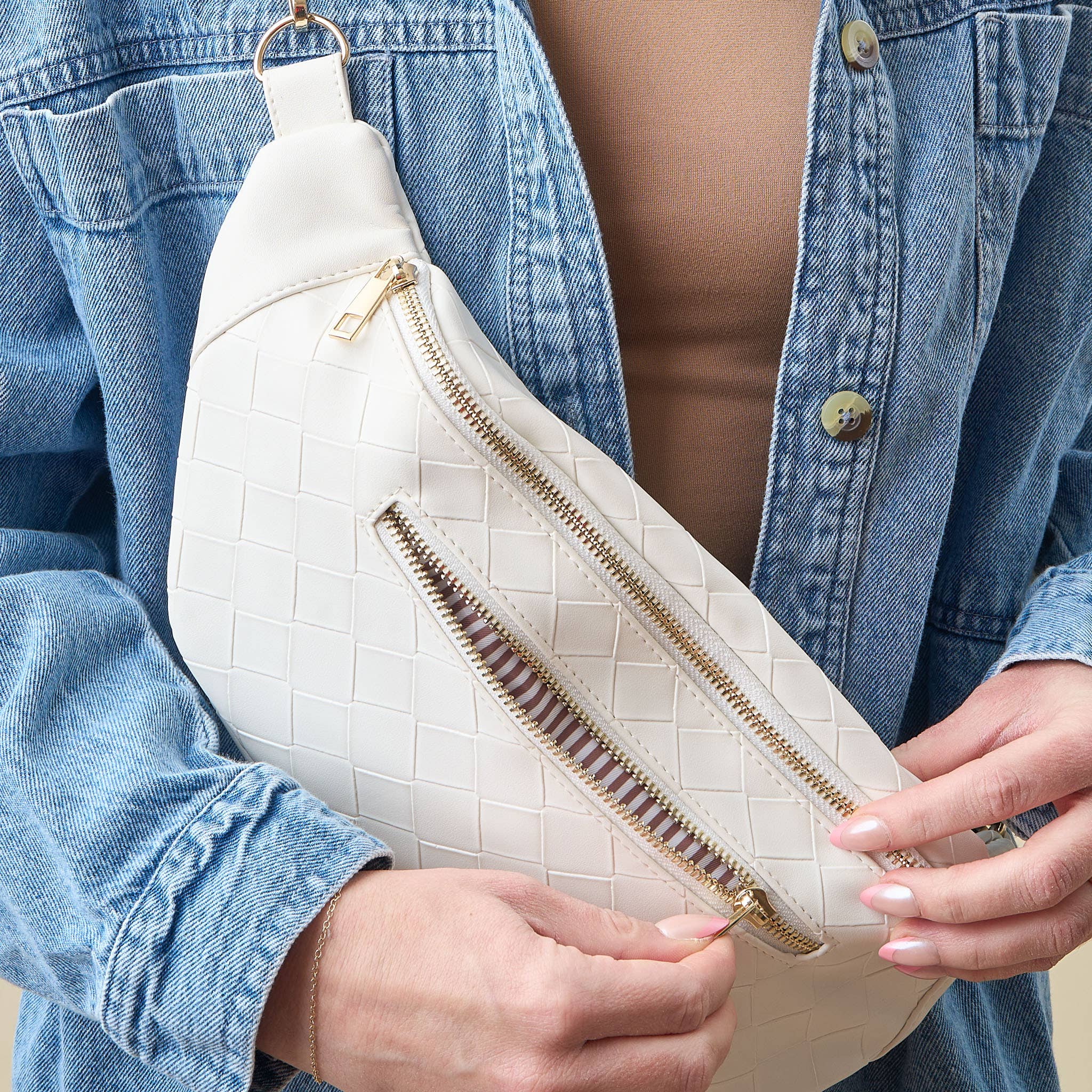Trendy Luxe Belt Bag | White