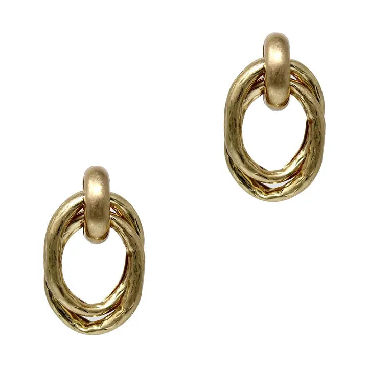 Gold Wrapped Oval Stud Earring