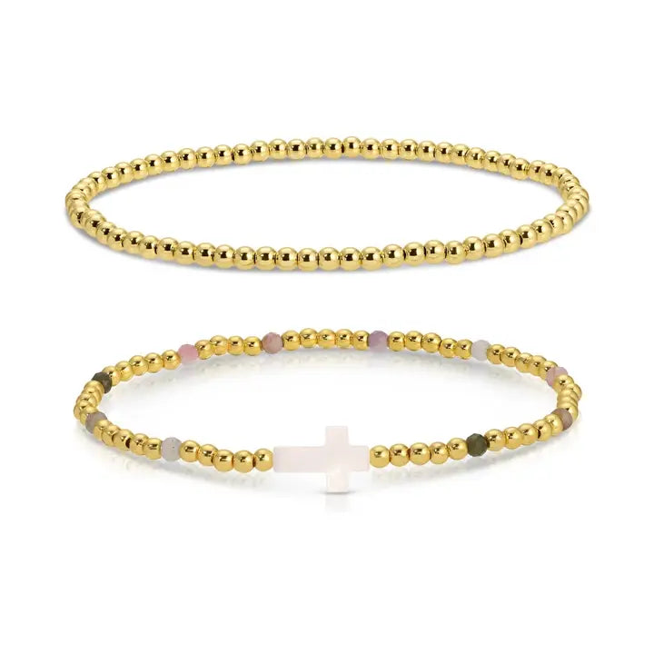 Cross Beaded Bracelet Set