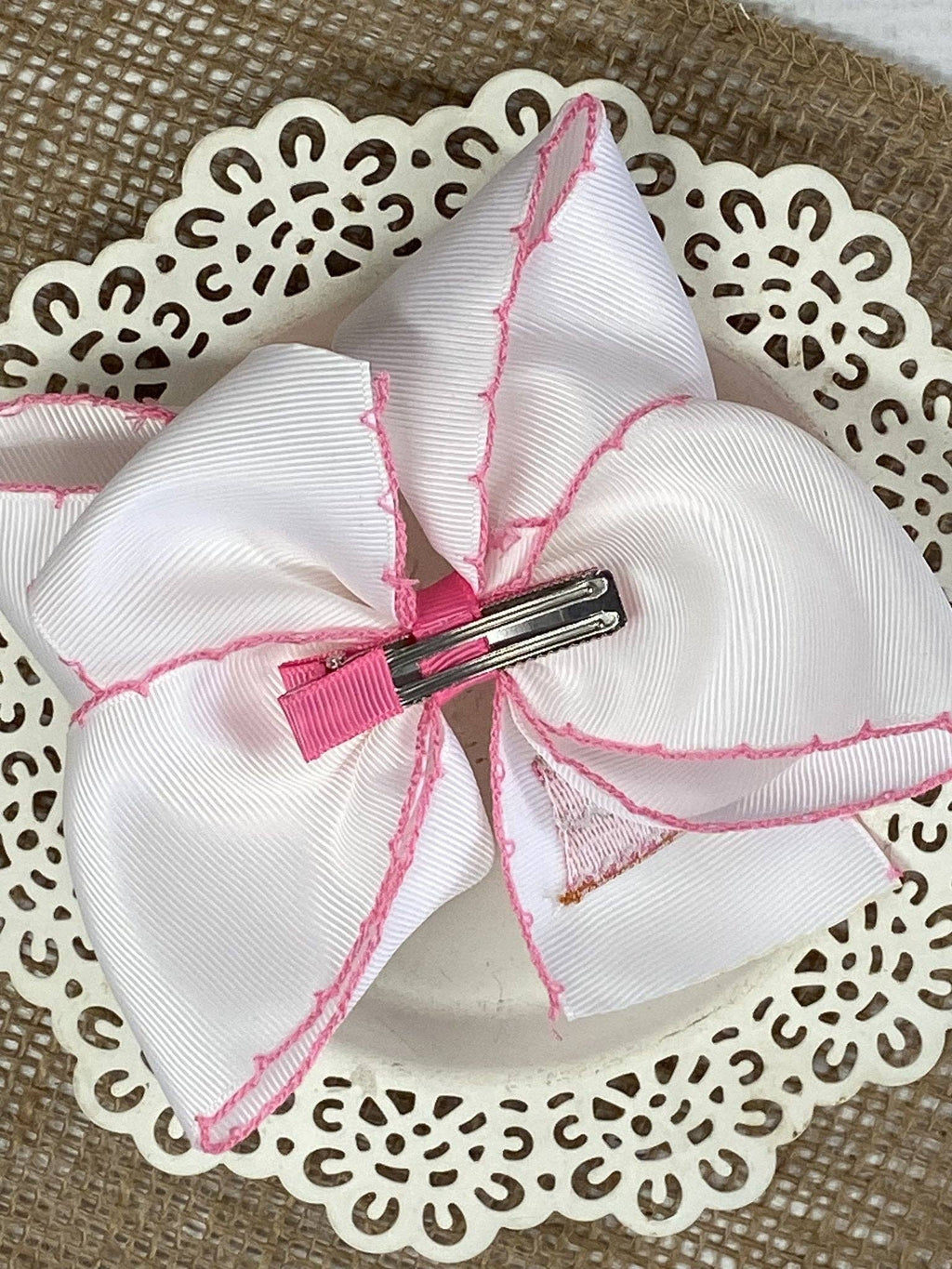 Birthday Cake Embroidered Moonstitch Hair Bow | Clip or Headband