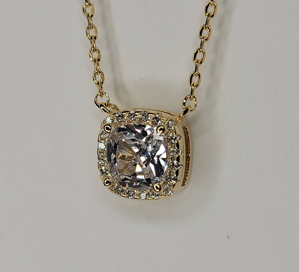 Cubic Zirconia Square Baguette Necklace