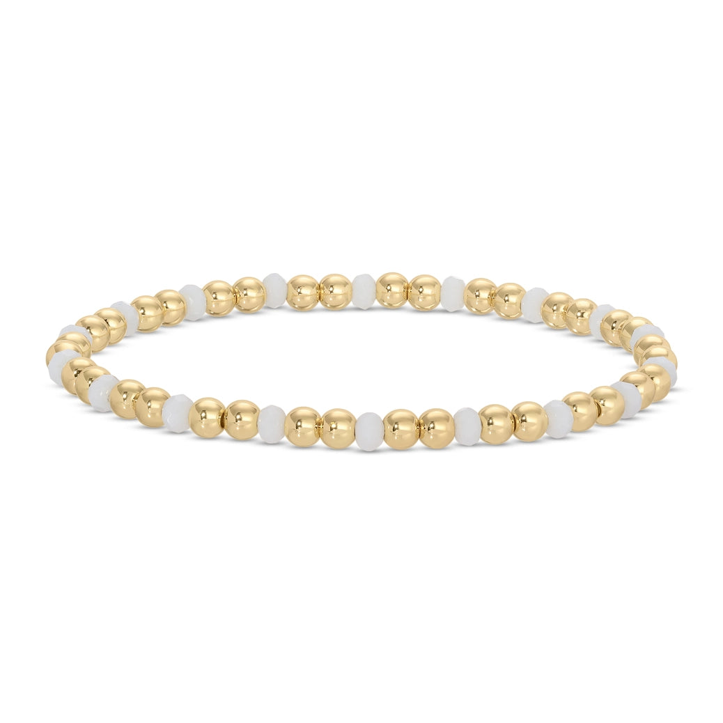 Gold Beaded Bracelet w/ Colorful Crystals