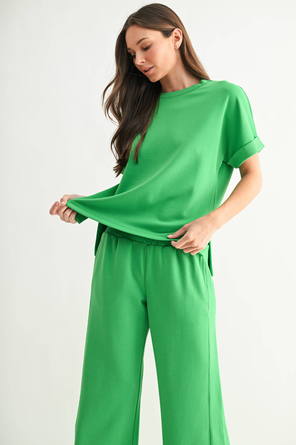 Luxe Rib Lounge Tee | Green Pop