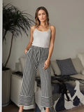Jacquard Striped Pants | Black/Cream