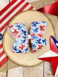 Red White & Blue Bow Print Classic Hair Bow | Clip or Headband