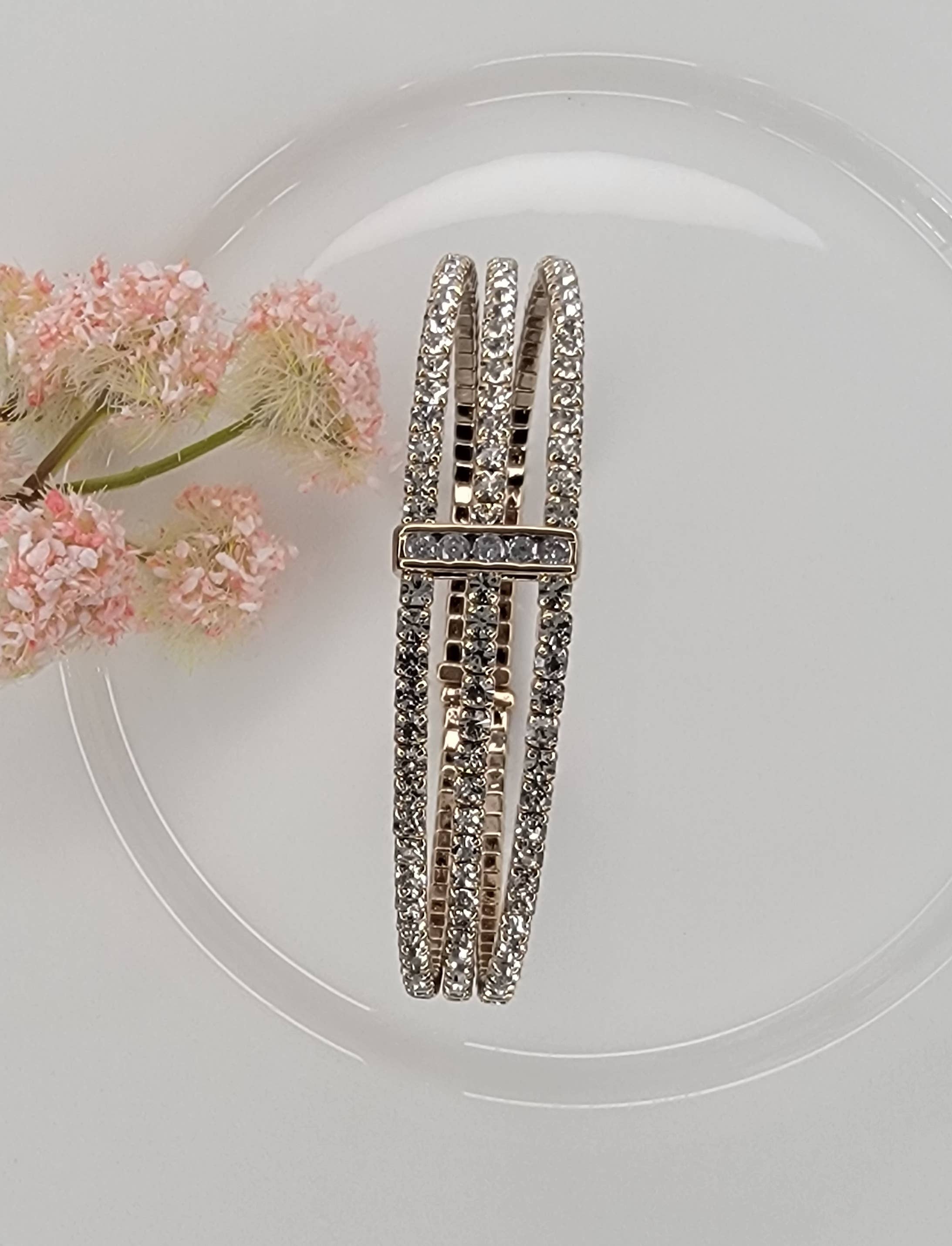 Triple Layer Rhinestone Bracelet