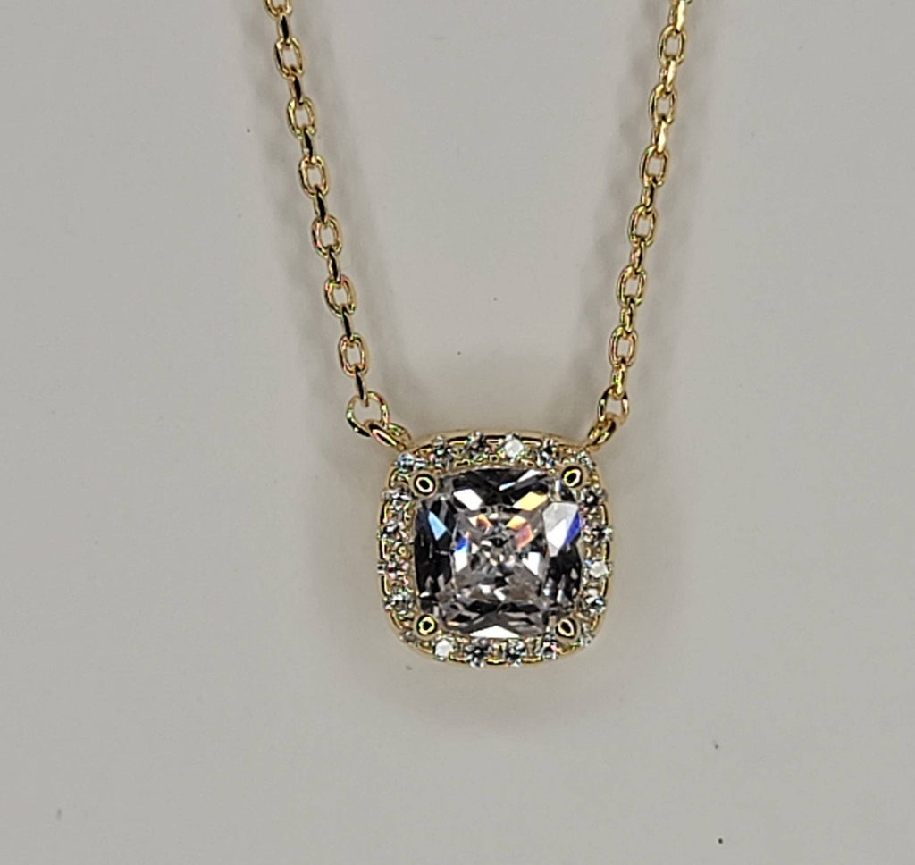 Cubic Zirconia Square Baguette Necklace