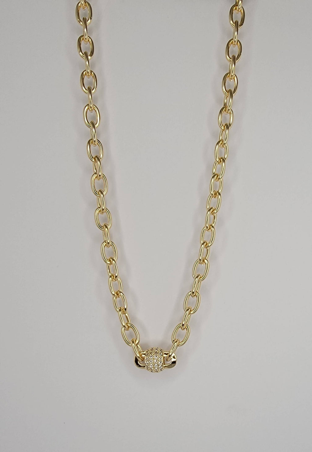 Link Chain CZ Toggle Necklace