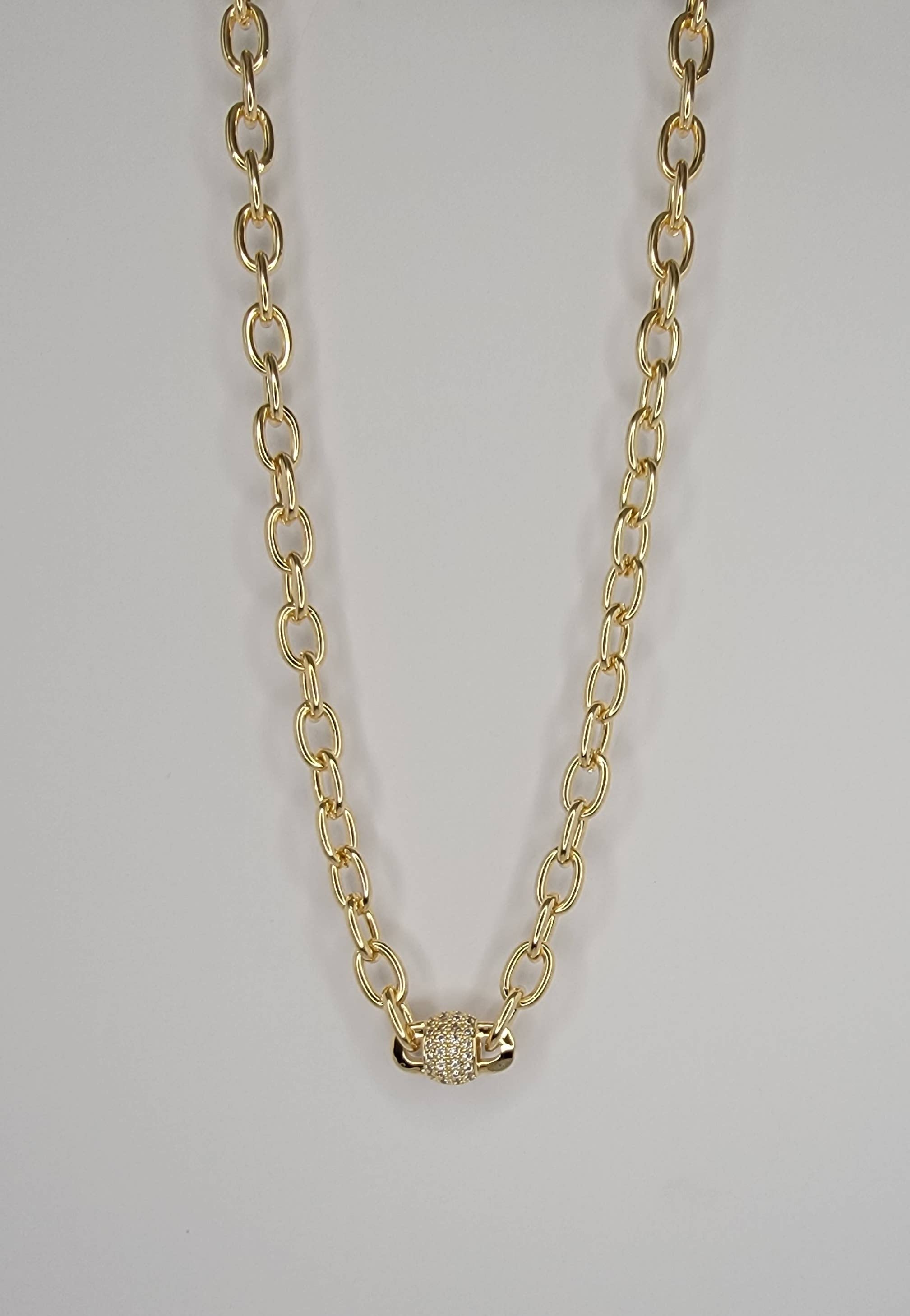 Link Chain CZ Toggle Necklace