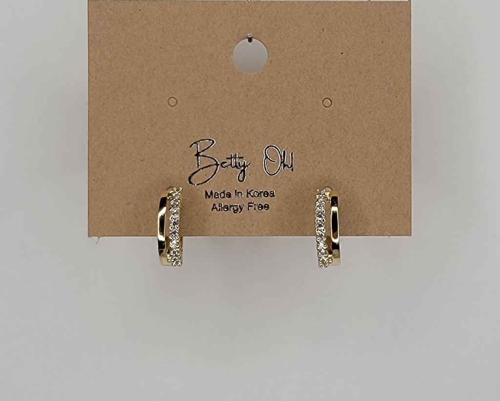 Gold/CZ Double Huggie Hoops