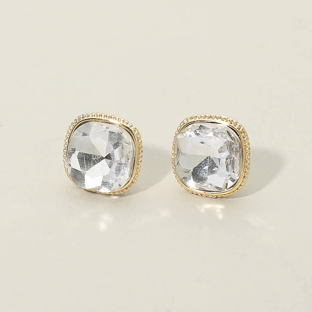 Cushion-Cut Iridescent Stud Earrings