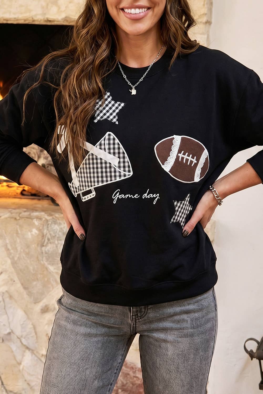 Embroidered Patch Game Day Sweatshirt