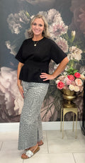 Gray Leopard Crop Wide Leg Jeans