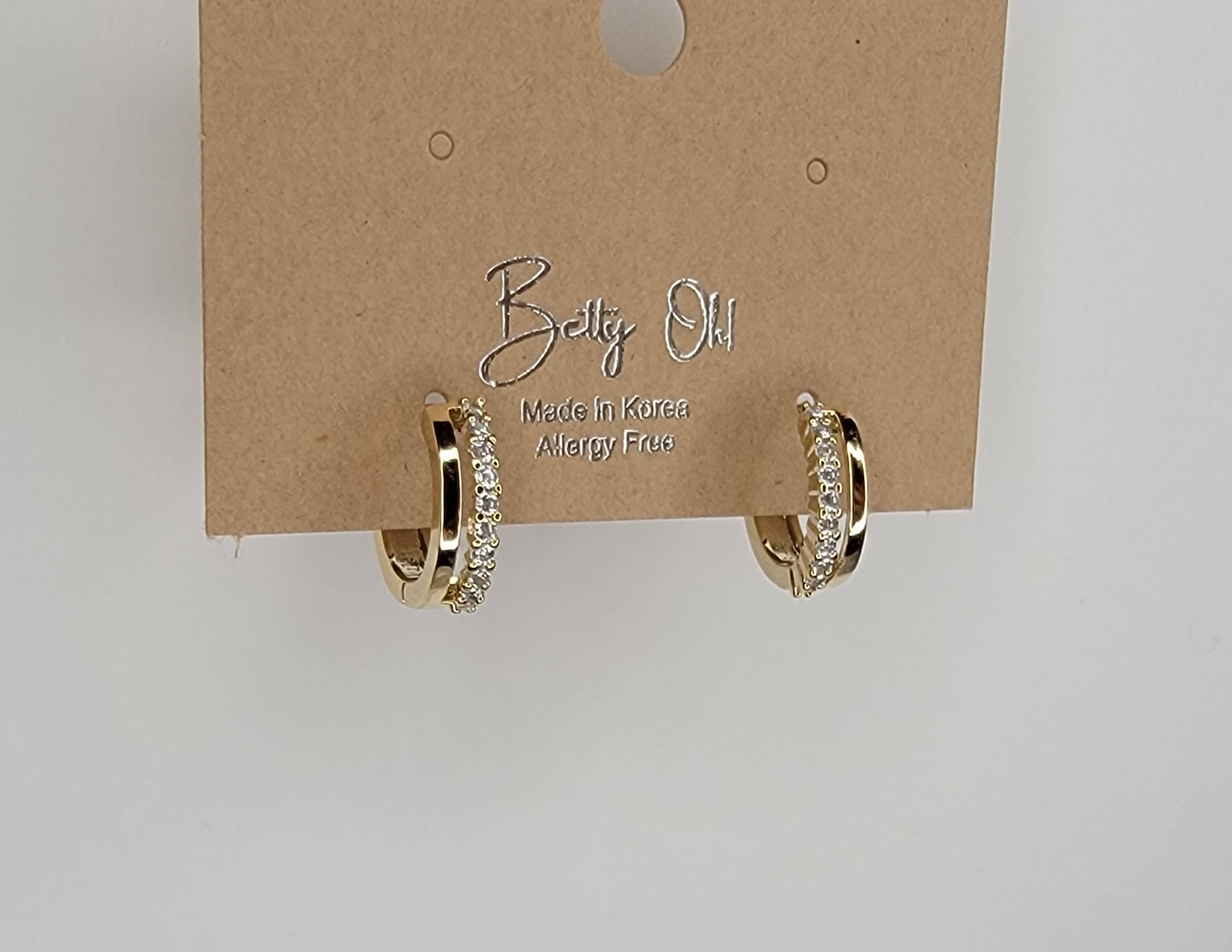 Gold/CZ Double Huggie Hoops