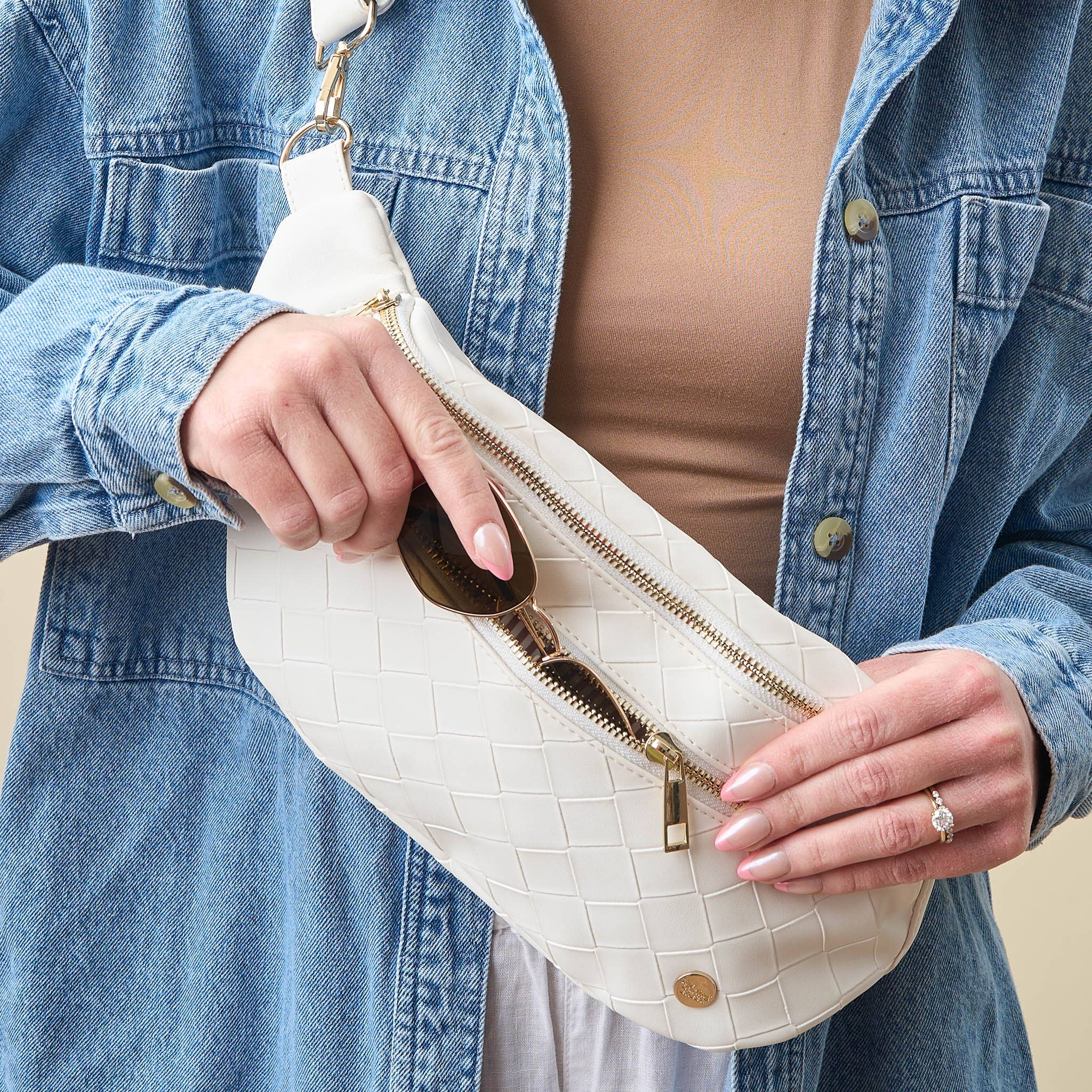 Trendy Luxe Belt Bag | White