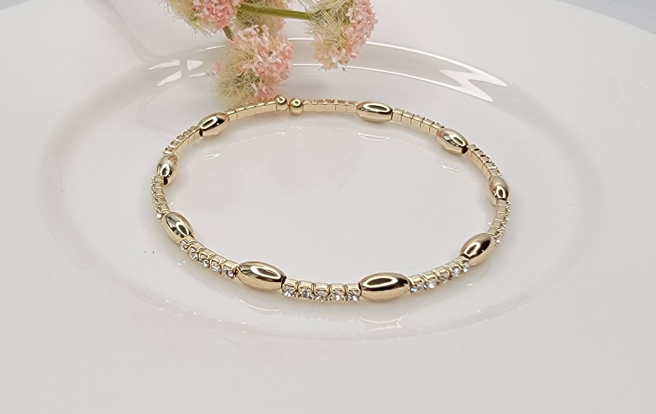Oval Beads/Stone Stackable Bracelet IG71