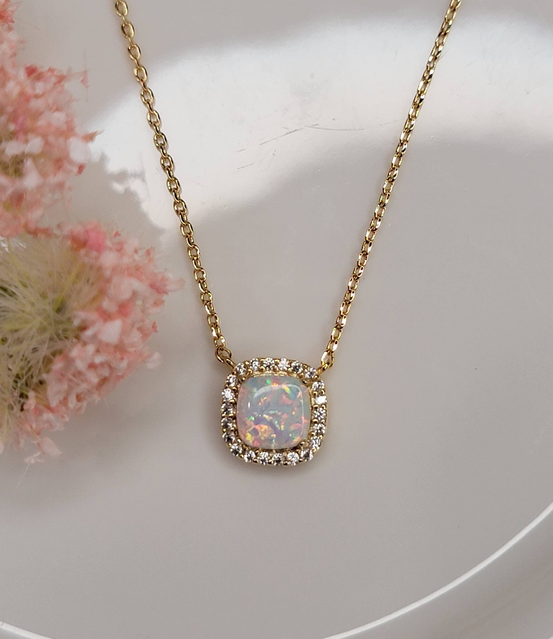 Opal/Gold Stone Necklace