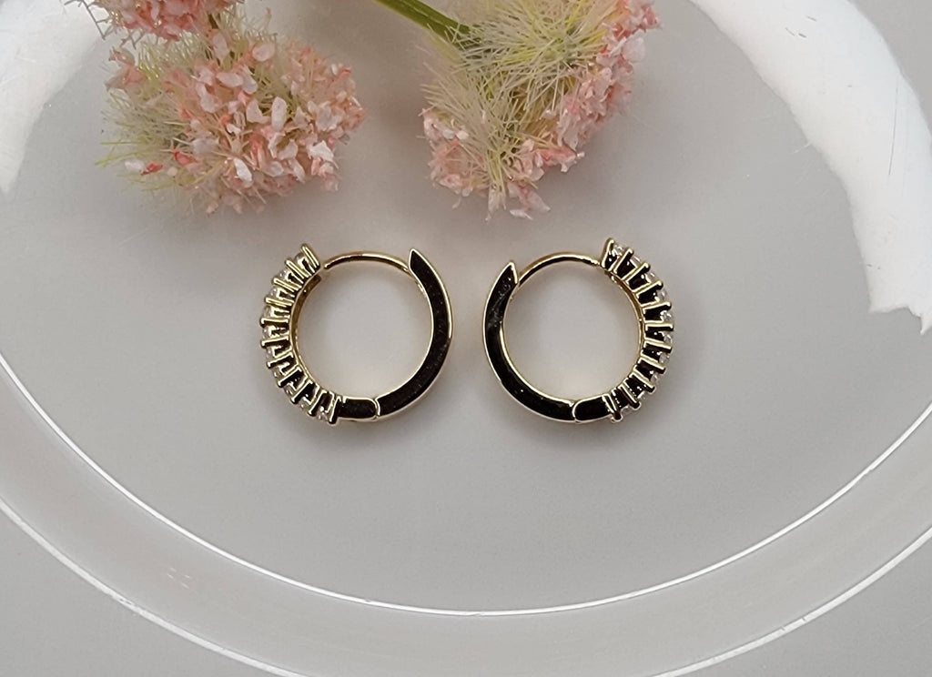 Gold/CZ Double Huggie Hoops