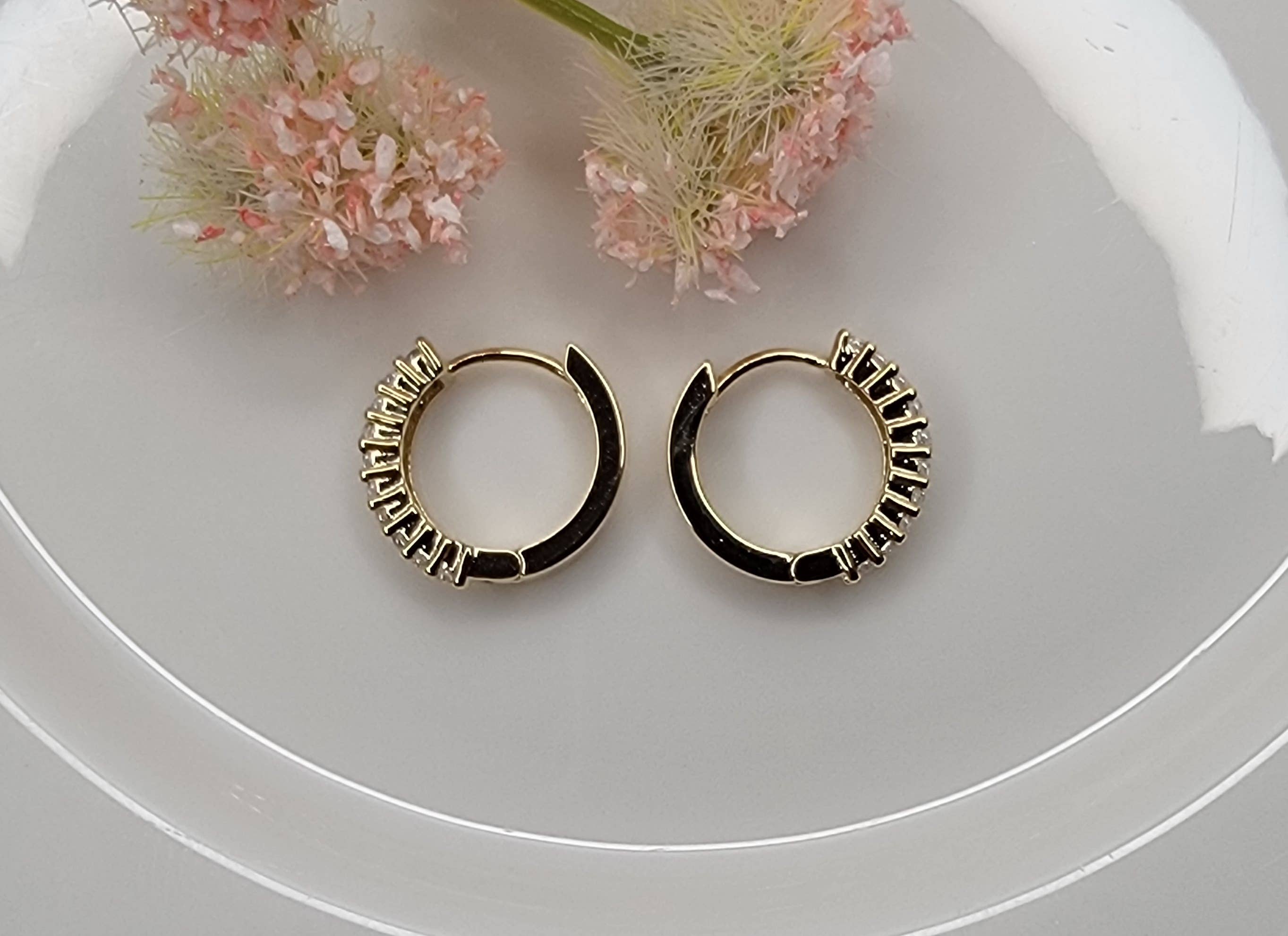 Gold/CZ Double Huggie Hoops