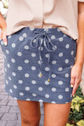 Polka Dot Denim Skort
