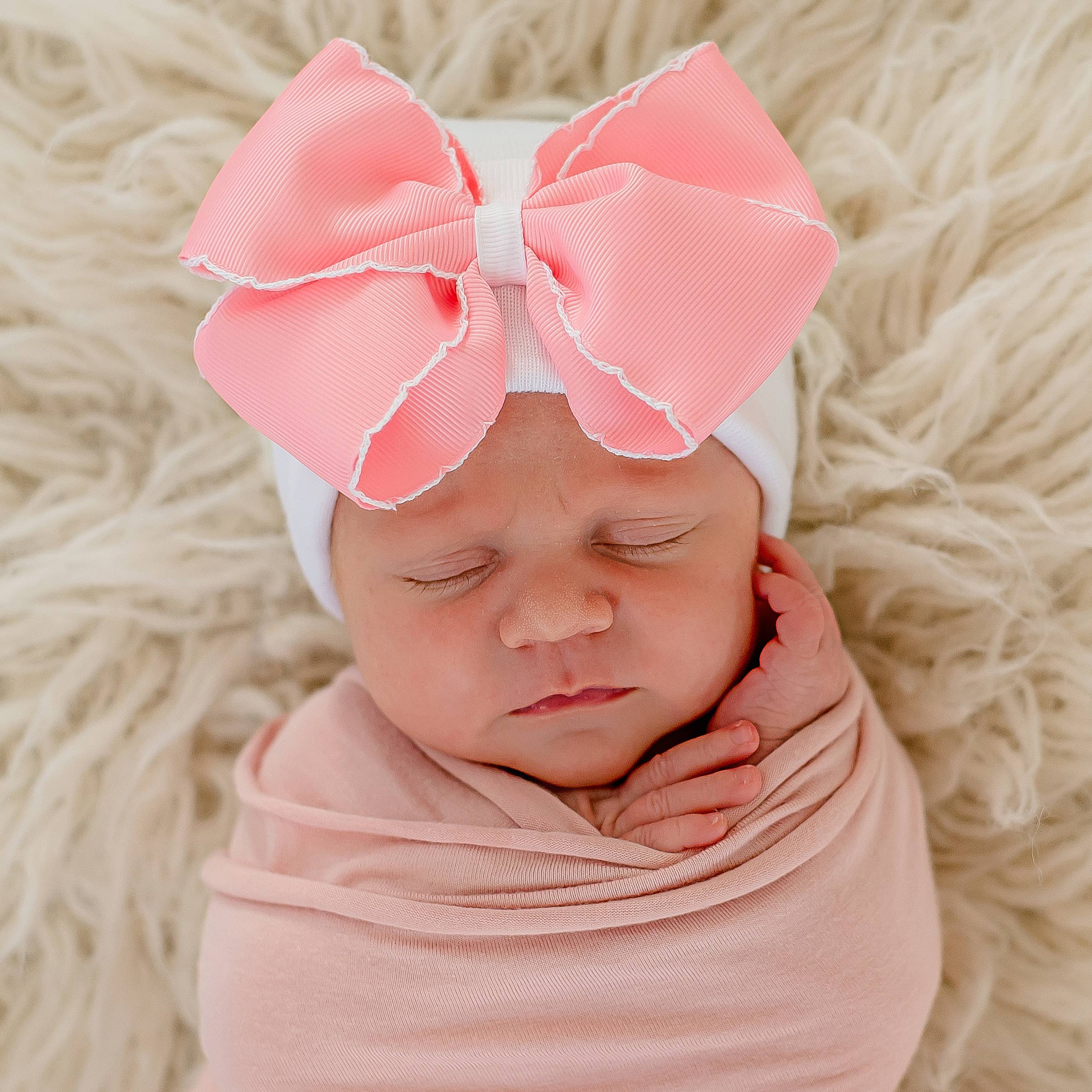 Pink Scalloped Bow Hat
