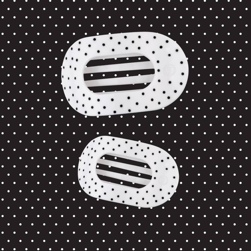 White Polka Dot Flat Round Hair Clip| Medium