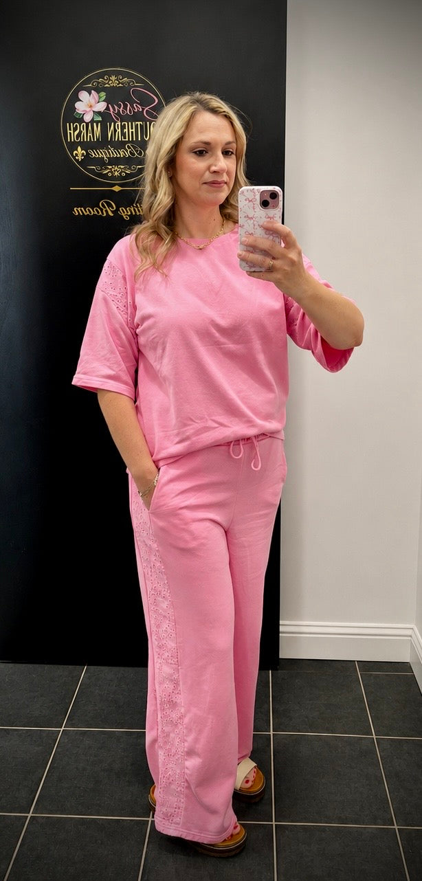 Oversized Tee 2 Piece Set | Pink