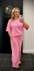 Oversized Tee 2 Piece Set | Pink