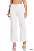 Acid Washed Frayed White Denim Pants